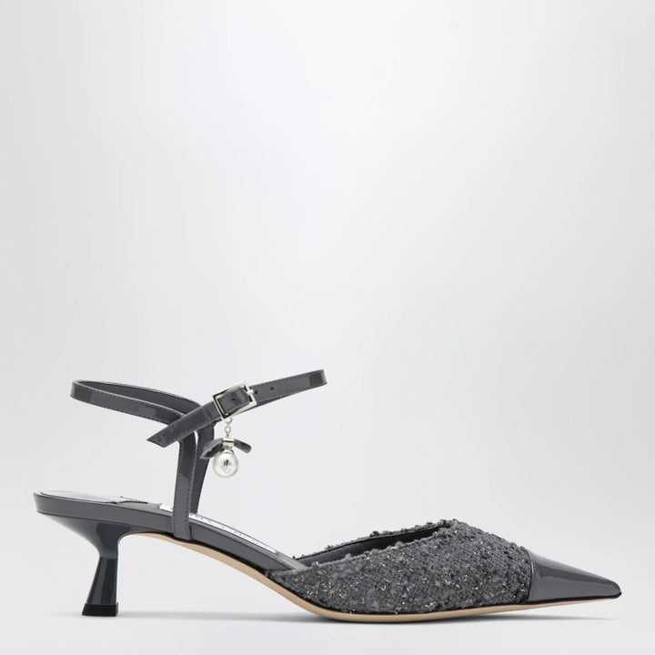 Jimmy Choo - Aren graphite leather and fabric slingbacks Brand Apparel &amp; Accessories 36 IT