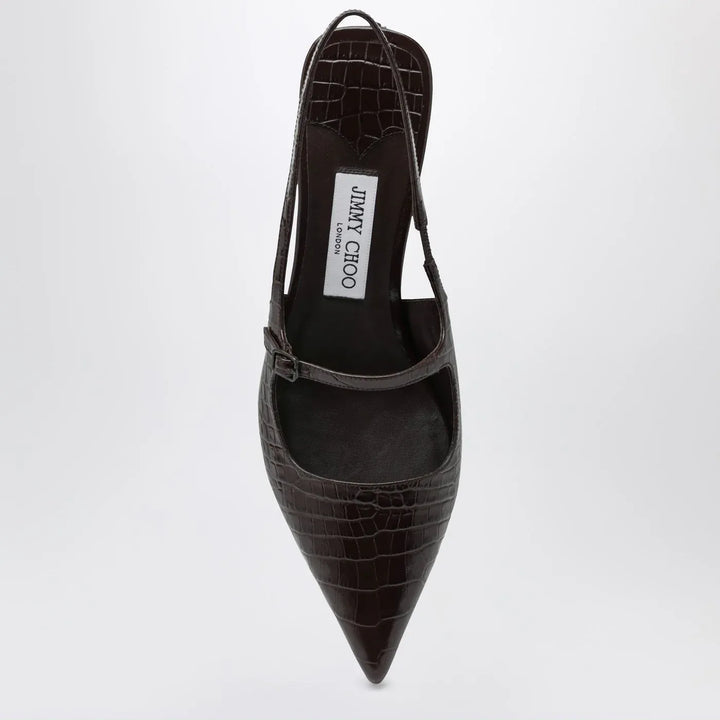 Jimmy Choo - Didi 45 brown crocodile effect neckline Brand Apparel &amp; Accessories