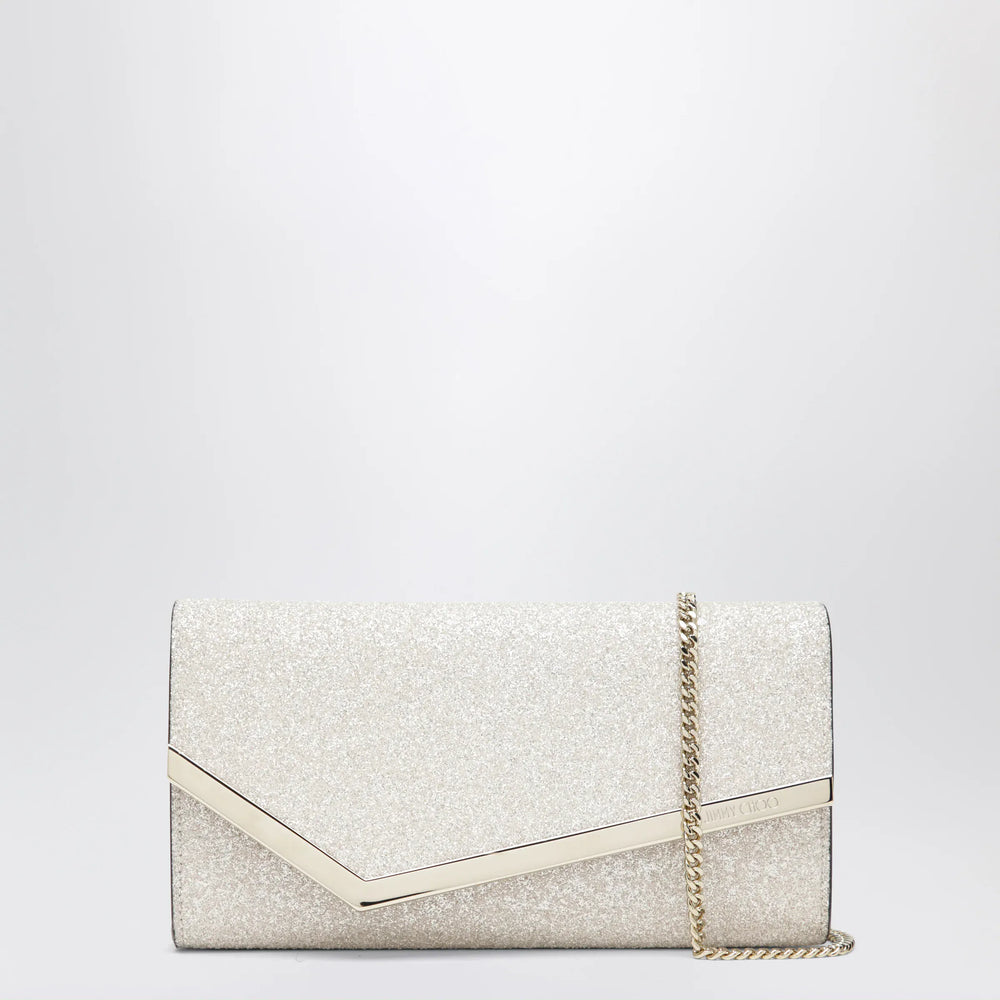 Jimmy Choo - Emmie Pouch With Light Gold Micro-Glitter Brand Apparel & Accessories TU