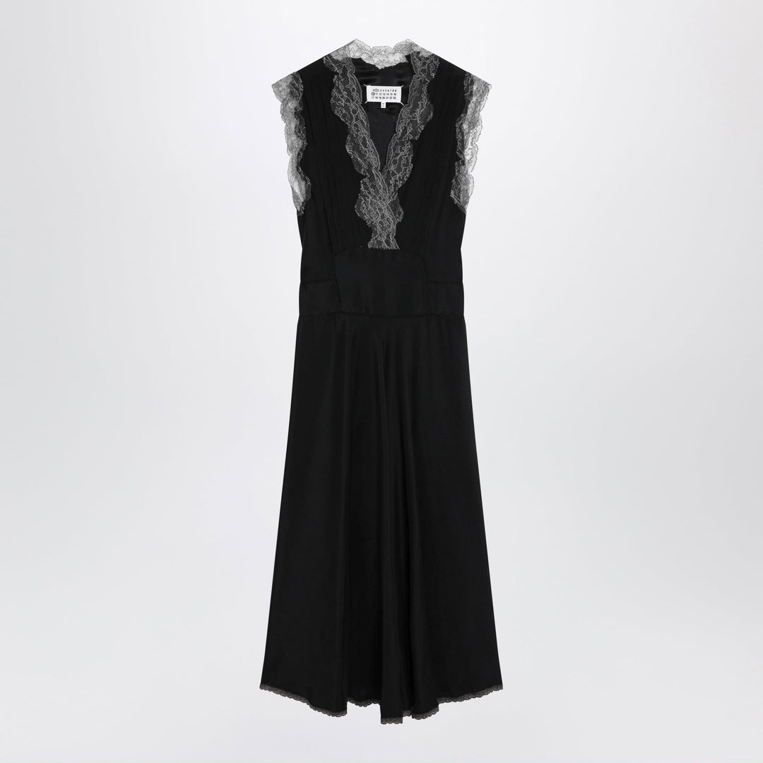 Apparel & Accessories Maison Margiela - Black silk midi dress with lace Brand
