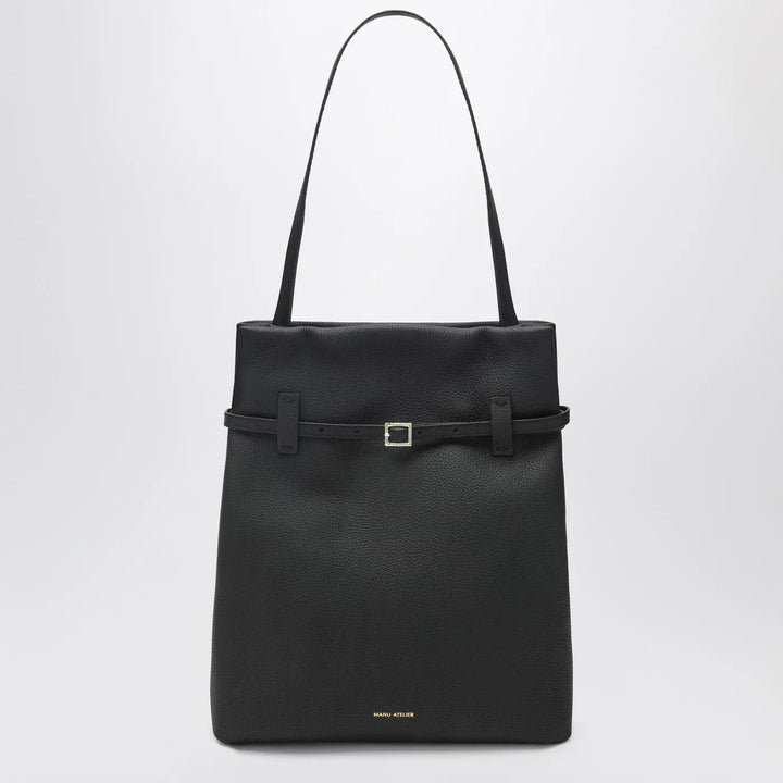 Manu Atelier - Tote Du Jour tote bag in black calfskin Brand Apparel &amp; Accessories TU