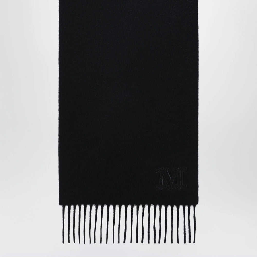 Max Mara - Cashmere stole with Monogram embroidery in black Brand Apparel & Accessories U