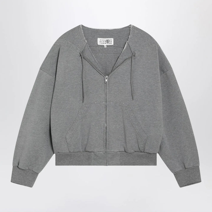 MM6 Maison Margiela - Felpa con zip e coulisse in cotone grigia Brand Apparel &amp; Accessories M