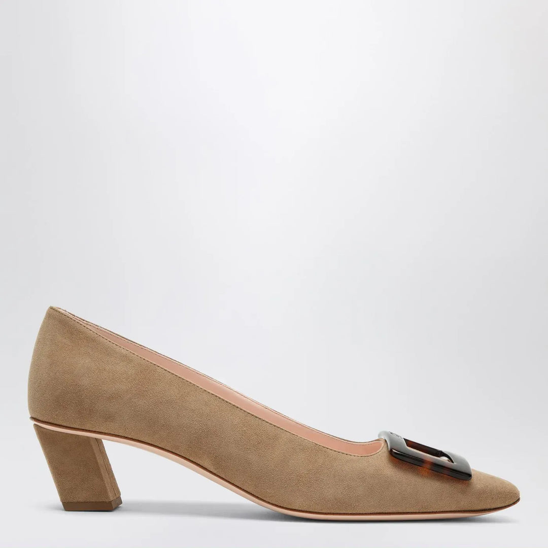 ROGER VIVIER - Belle Vivier tobacco suede Décolletté Brand Apparel &amp; Accessories 39 IT