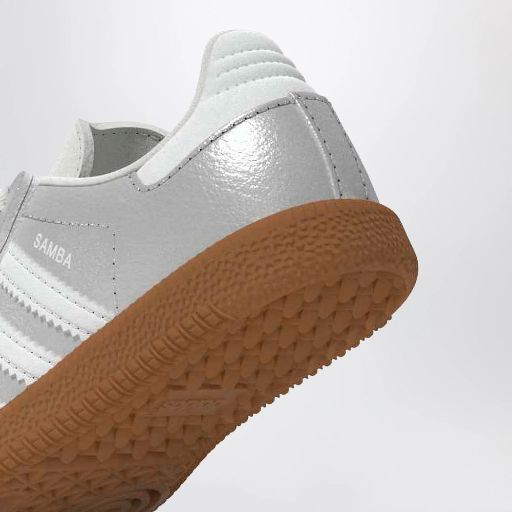 adidas Originals - Samba Silver Metallic Sneakers with Elastic Laces Brand Apparel & Accessories > Shoes