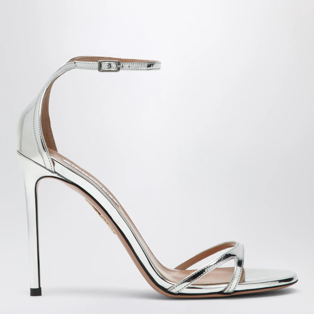 Aquazzura - Nuda 85 sandals in silver metallic leather Brand Apparel & Accessories > Shoes 36 IT