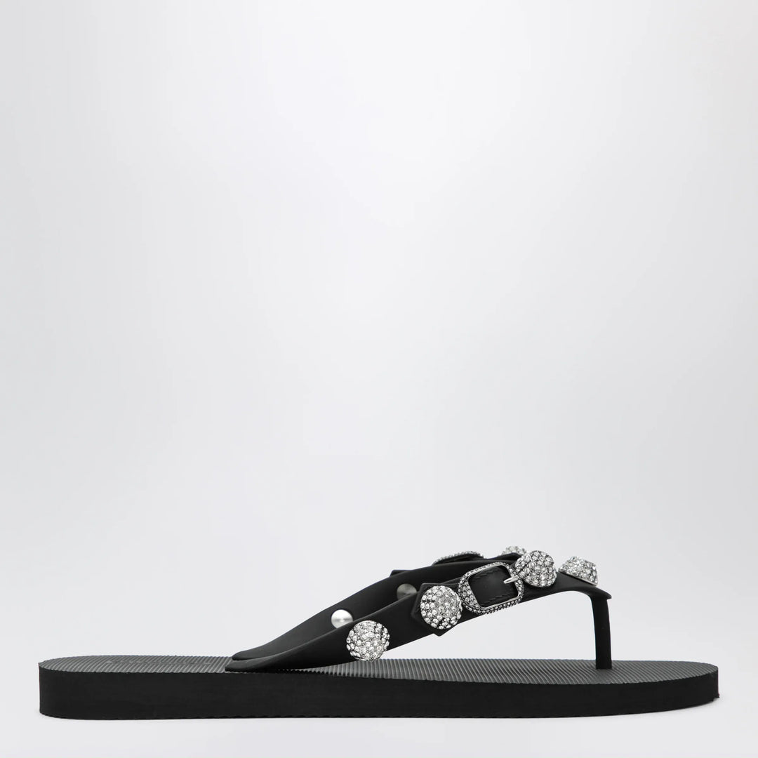 Balenciaga - Cagole crystal-studded rubber thong sandals, black Brand Apparel &amp; Accessories > Shoes 38 IT