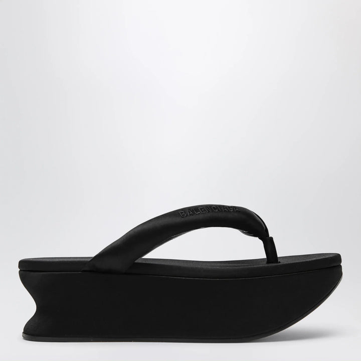 Balenciaga - Gaeta thong sandals in satin, black Brand Apparel &amp; Accessories > Shoes 36 IT