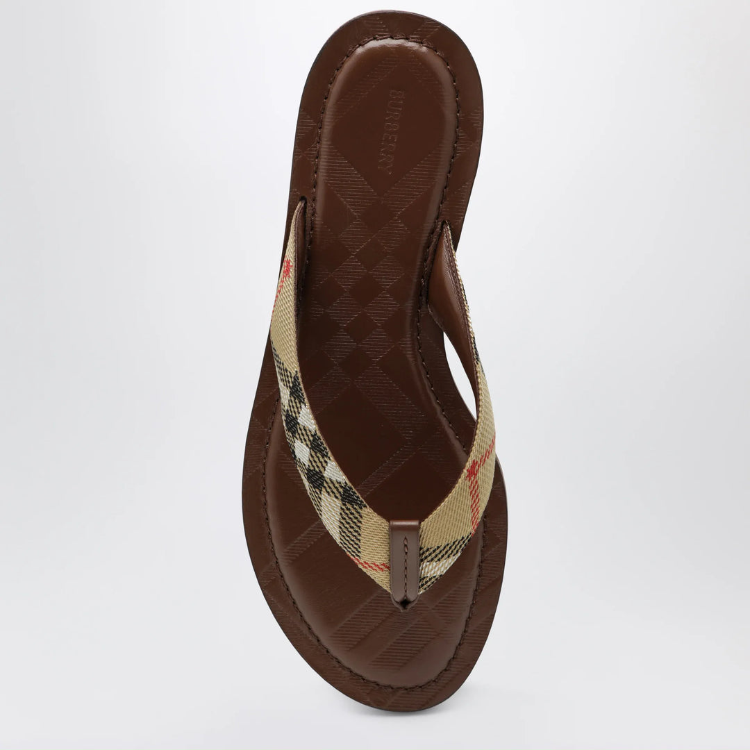 Burberry - Pavilion Check nylon-blend sandals in sand beige Brand Apparel &amp; Accessories > Shoes