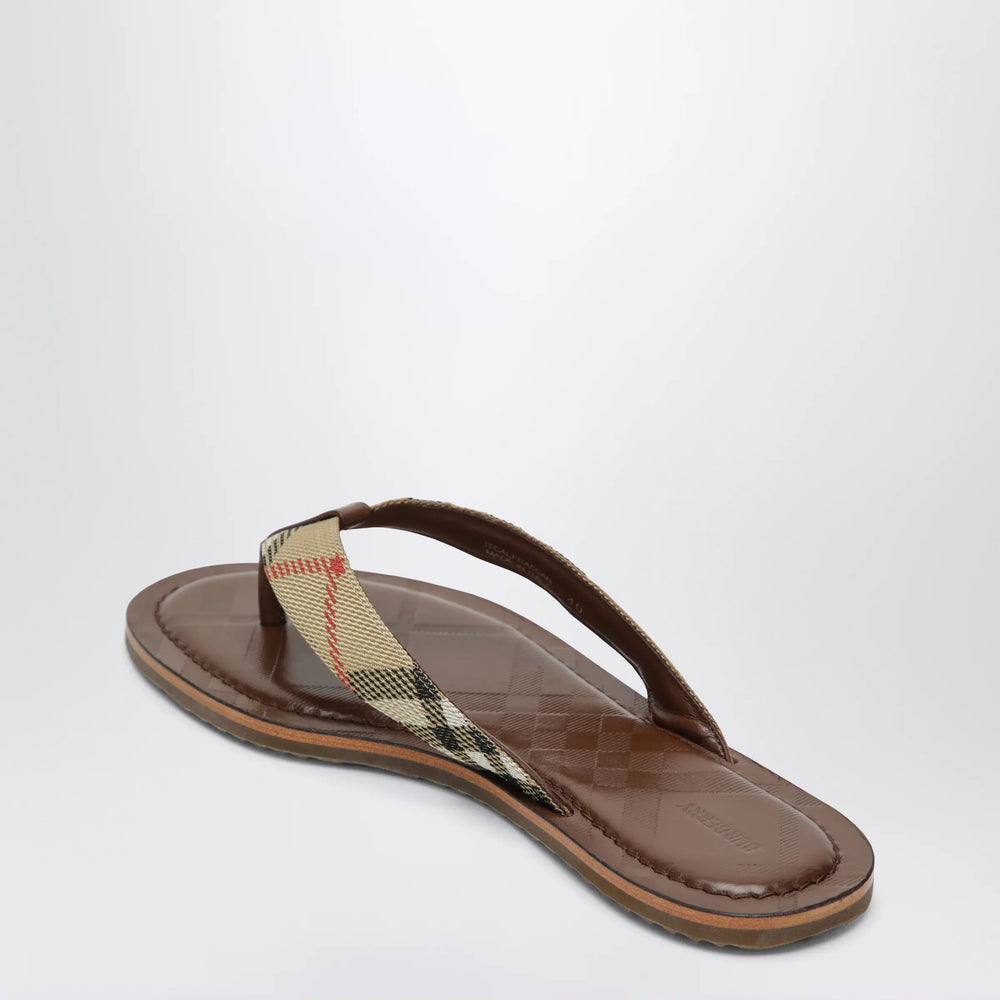 Burberry - Pavilion Check nylon-blend sandals in sand beige Brand Apparel & Accessories > Shoes