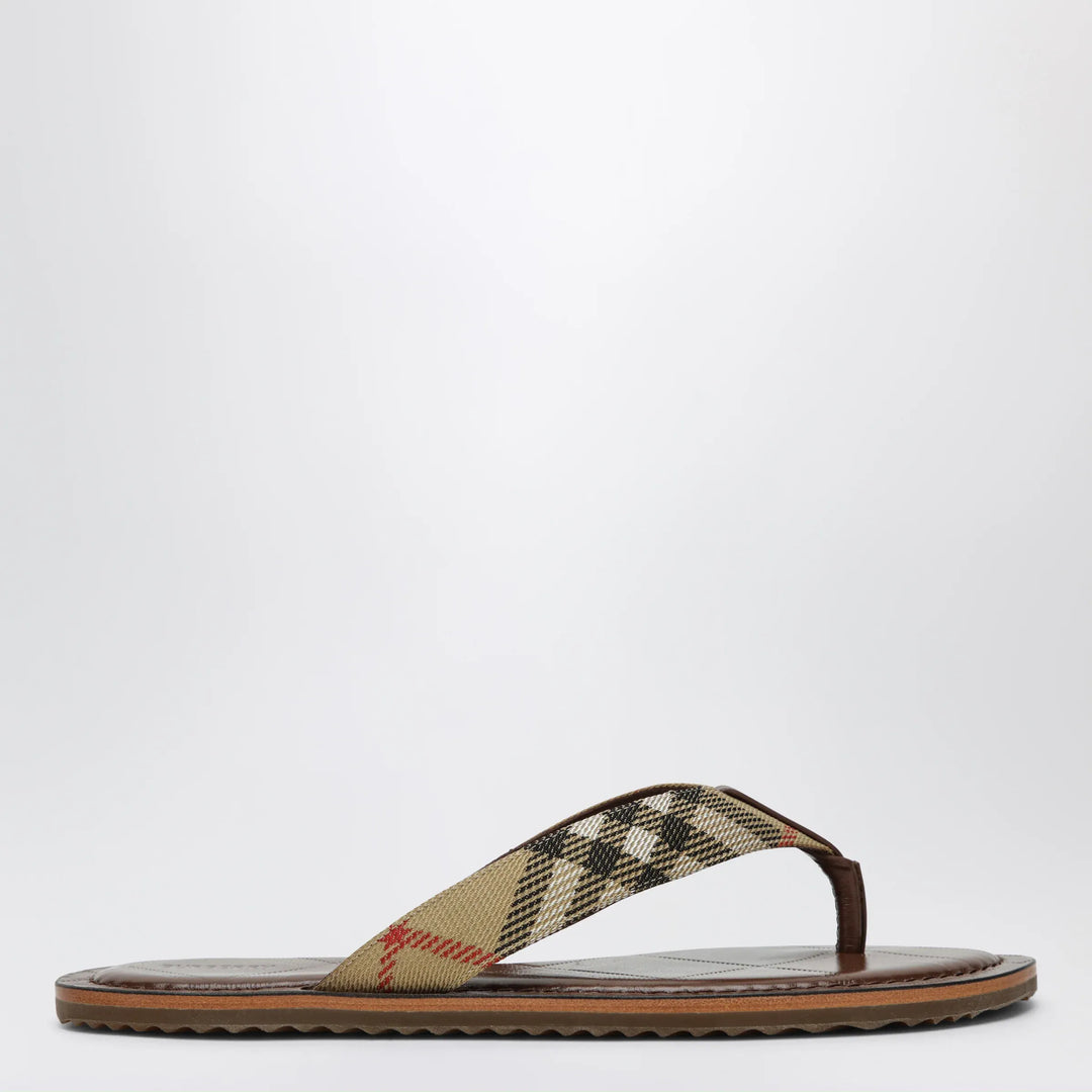 Burberry - Pavilion Check nylon-blend sandals in sand beige Brand Apparel & Accessories > Shoes 36 IT