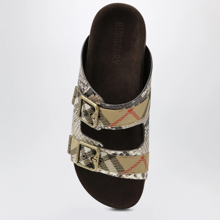 Burberry - Urchin sandals in leather with python print Brand Apparel &amp; Accessories > Shoes