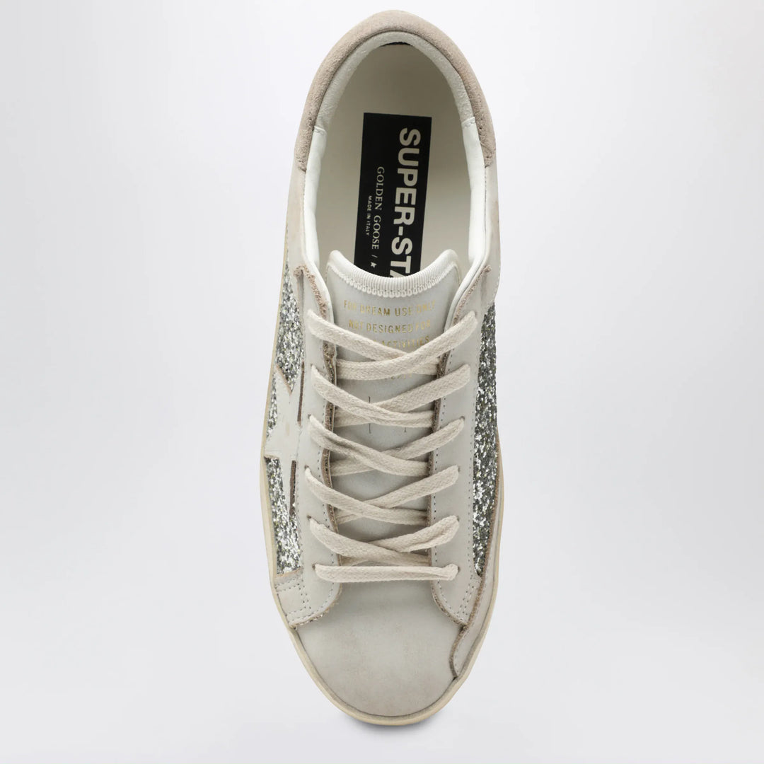 Golden Goose - White/platinum glitter Super-Star sneakers Brand Apparel &amp; Accessories > Shoes