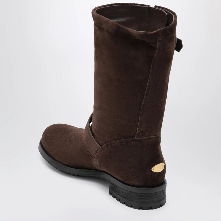 Jimmy Choo - Chocolate suede biker boots Brand Apparel &amp; Accessories > Shoes