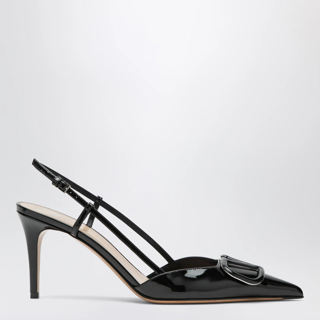 Valentino Garavani - Black Vlogo Signature patent leather slingback pumps Brand Apparel &amp; Accessories > Shoes 37 IT