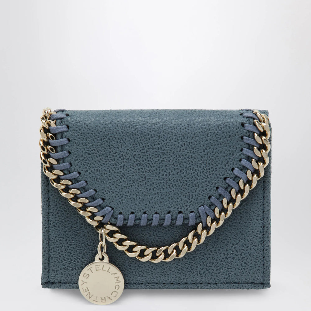 Stella McCartney - Light Blue Falabella Trifold Wallet With Chain Brand Apparel & Accessories TU