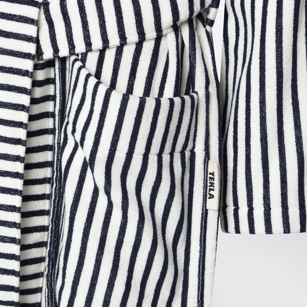 Tekla - White and black striped bathrobe Brand Apparel & Accessories