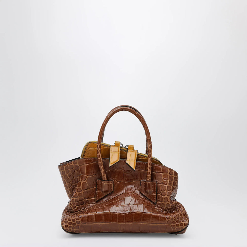 The Attico - La Passeggiata Mini shaded brown crocodile-print leather bag Brand Apparel & Accessories TU