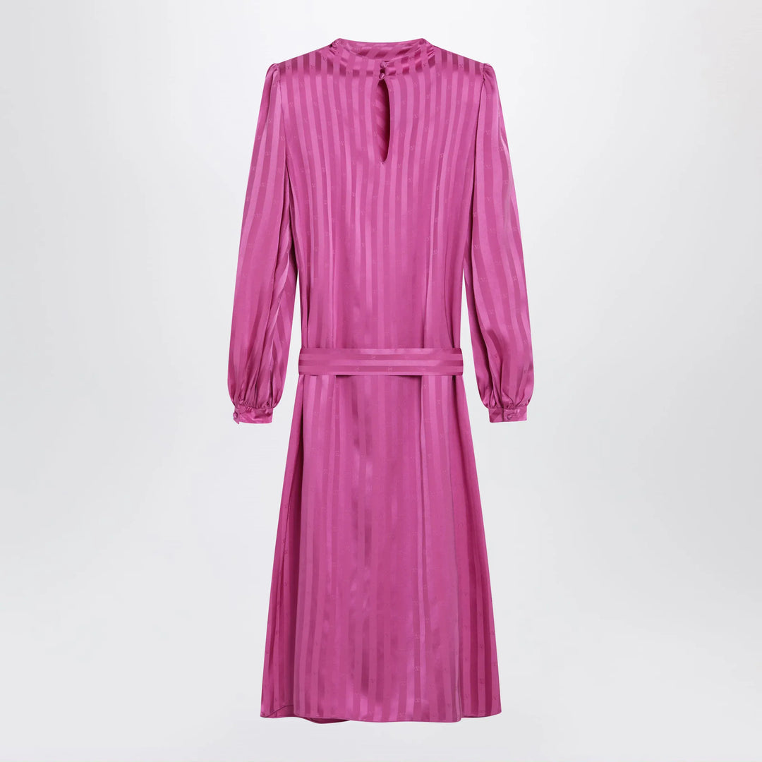 Valentino - Fuchsia silk jacquard midi dress Brand Apparel &amp; Accessories
