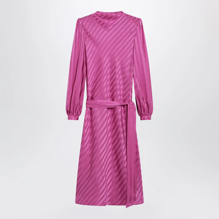 Valentino - Fuchsia silk jacquard midi dress Brand Apparel &amp; Accessories