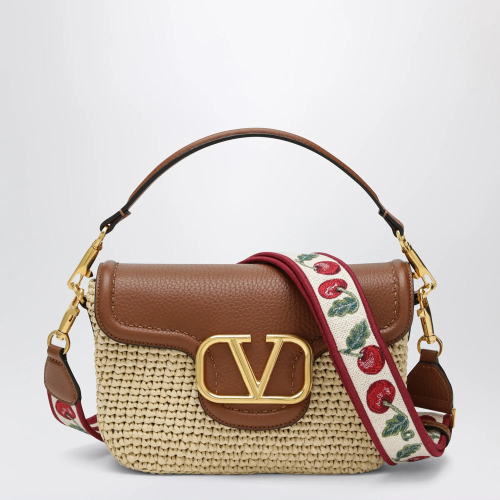 Valentino Garavani - Alltime raffia and leather bag with Cherryfic embroidered strap Brand Apparel & Accessories TU