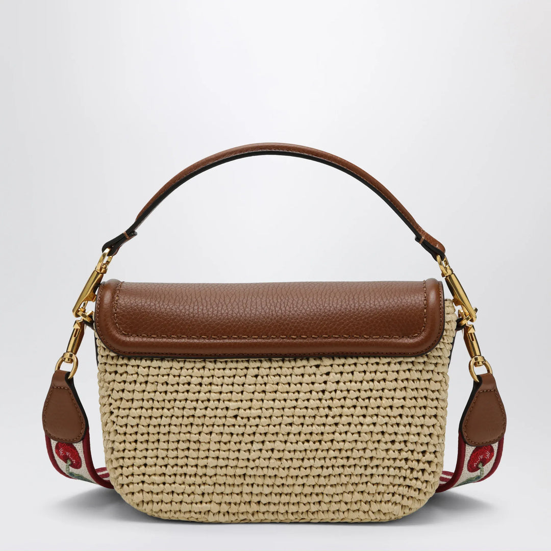 Valentino Garavani - Alltime raffia and leather bag with Cherryfic embroidered strap Brand Apparel &amp; Accessories TU