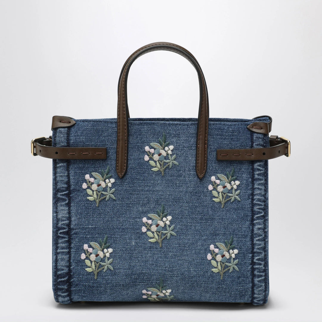 Valentino Garavani - Antibes small embroidered denim shopping bag in blue Brand Apparel &amp; Accessories TU