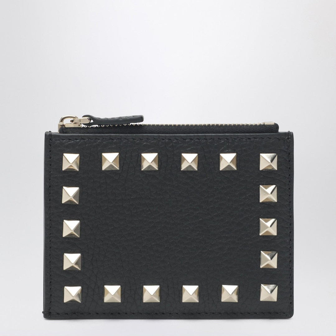 Apparel & Accessories TU Valentino Garavani - Black leather Rockstud zip card holder Brand