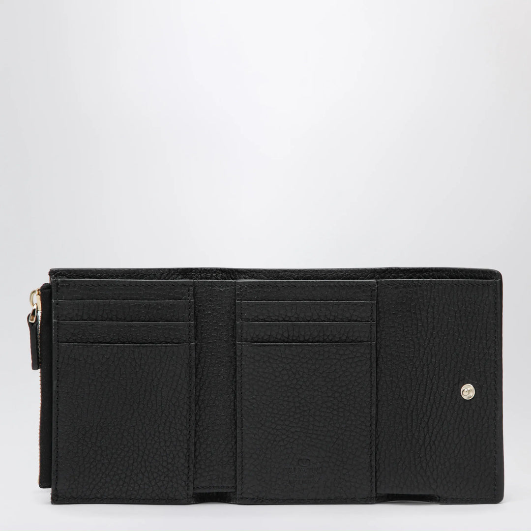 Valentino Garavani - Rockstud trifold wallet in black grained calfskin Brand Apparel &amp; Accessories TU