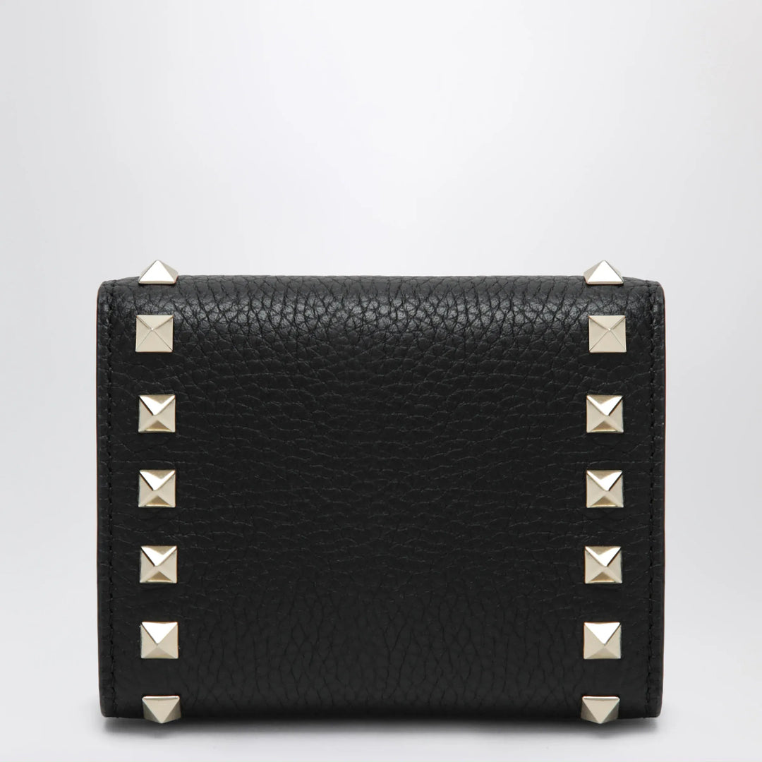 Valentino Garavani - Rockstud trifold wallet in black grained calfskin Brand Apparel &amp; Accessories TU