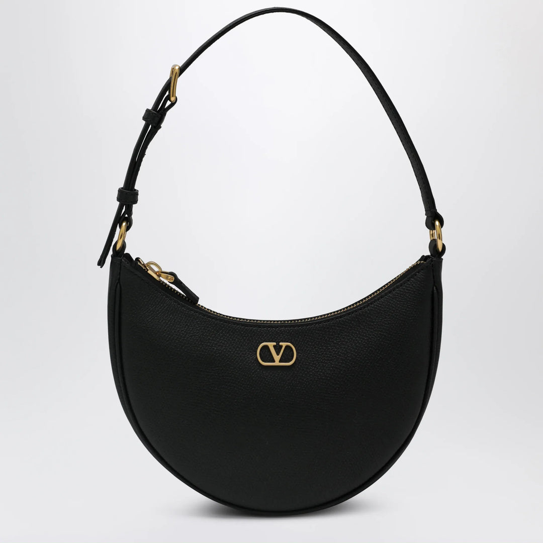 Valentino Garavani - VLogo mini shoulder bag in hammered calfskin, black Brand Apparel &amp; Accessories TU