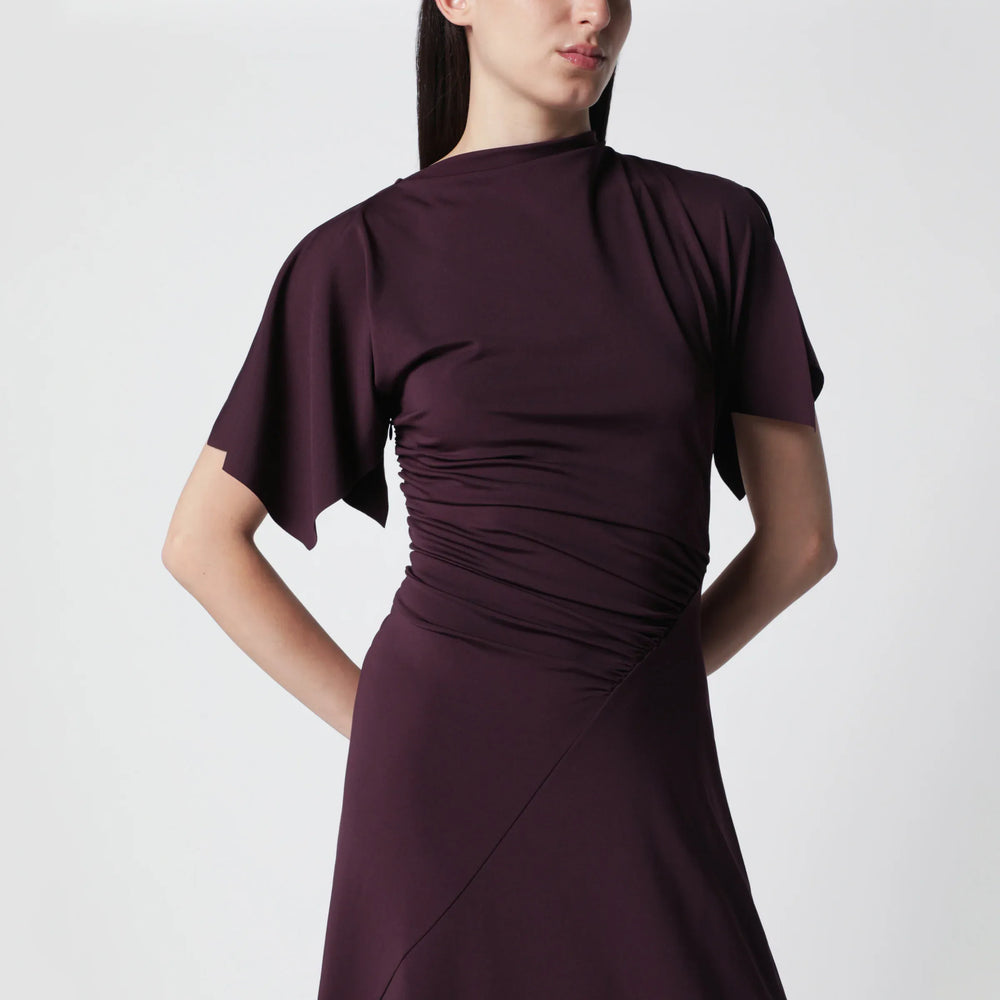 Victoria Beckham - Blackcurrant black draped midi dress Brand Apparel & Accessories