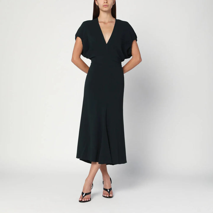 Victoria Beckham - Dark green midi dress in satin Brand Apparel &amp; Accessories 6 UK