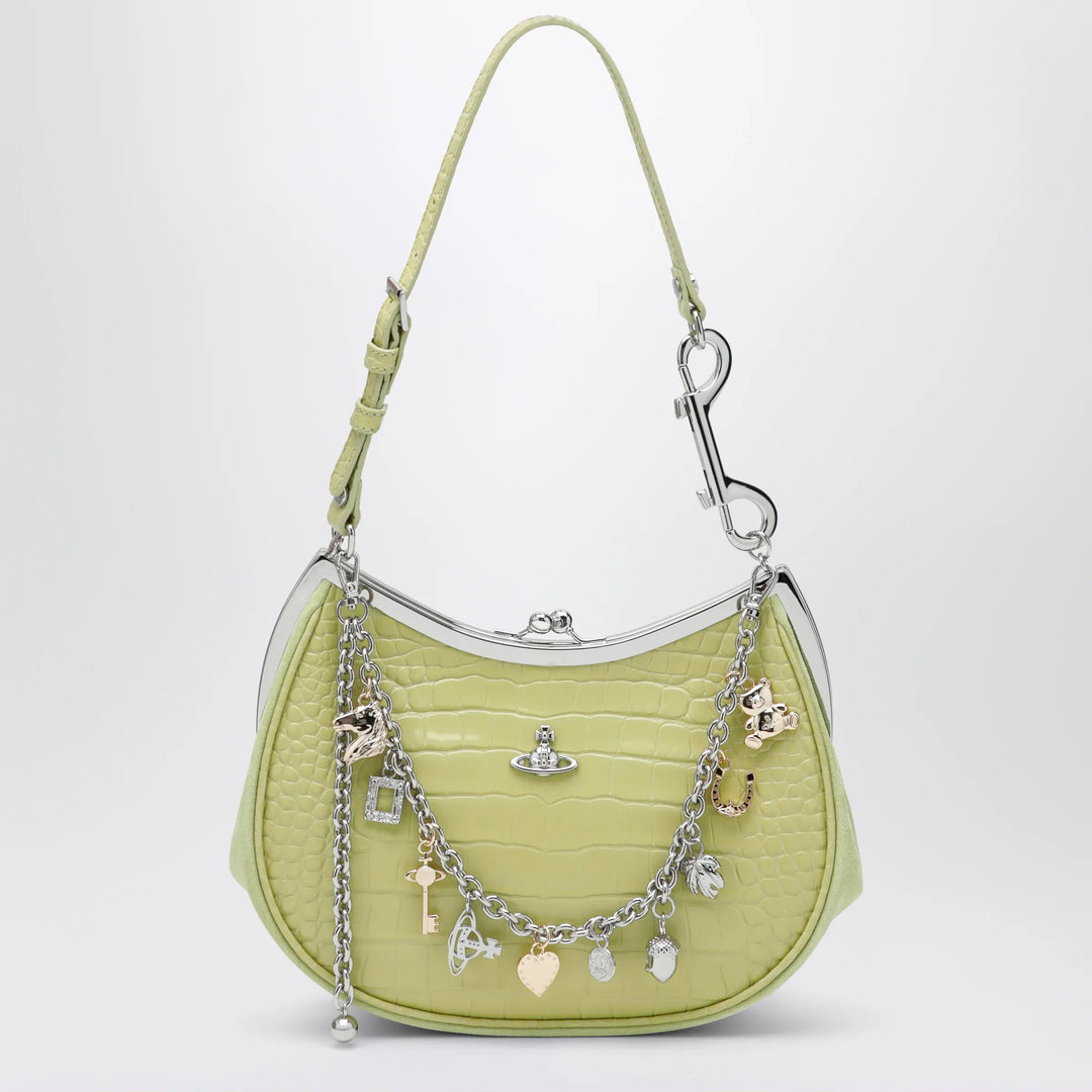 Vivienne Westwood - Charm bag in lime croc-effect patent leather Brand Apparel & Accessories U