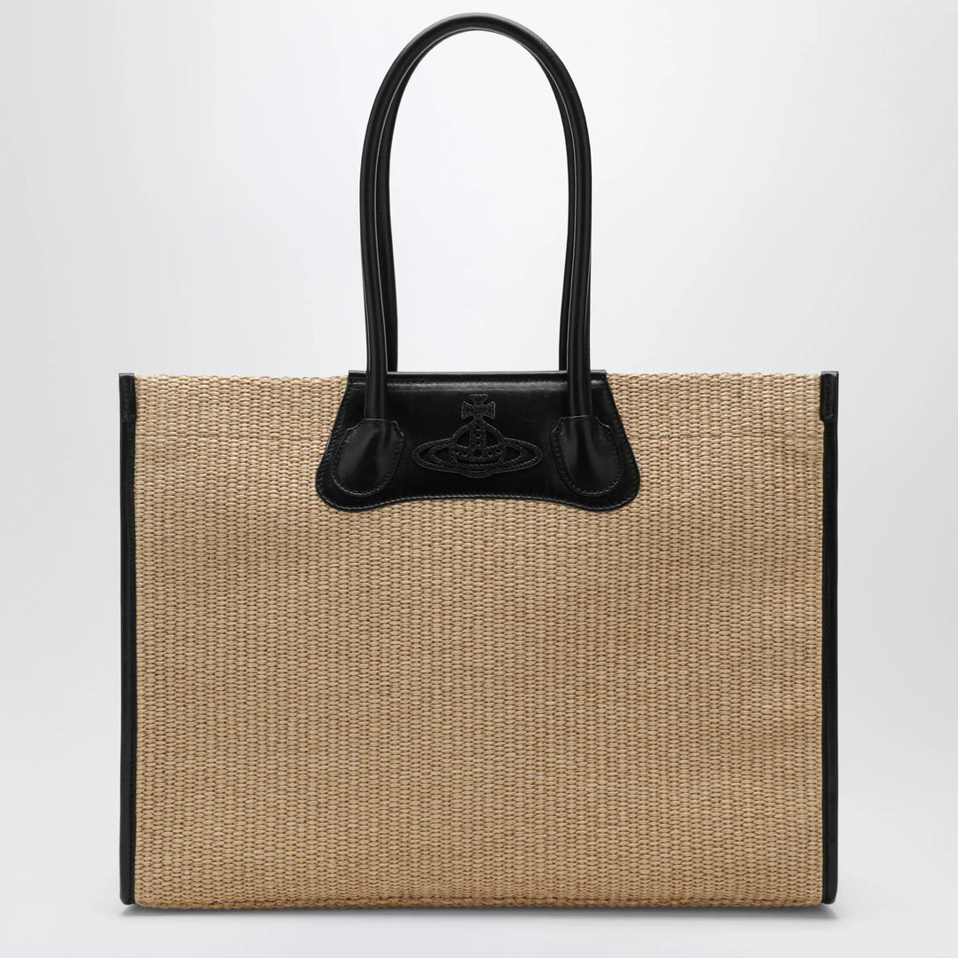 Vivienne Westwood - Troy tote bag in raffia-effect fabric, natural Brand Apparel &amp; Accessories U
