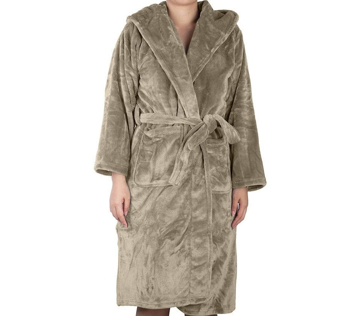 Brogo Bathrobe Brogo Microfiber Supersoft Hooded Bathrobe Mocha L/XL Brand