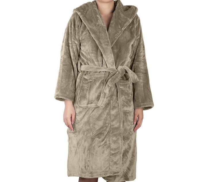 Brogo Bathrobe Brogo Microfiber Supersoft Hooded Bathrobe Mocha S/M Brand