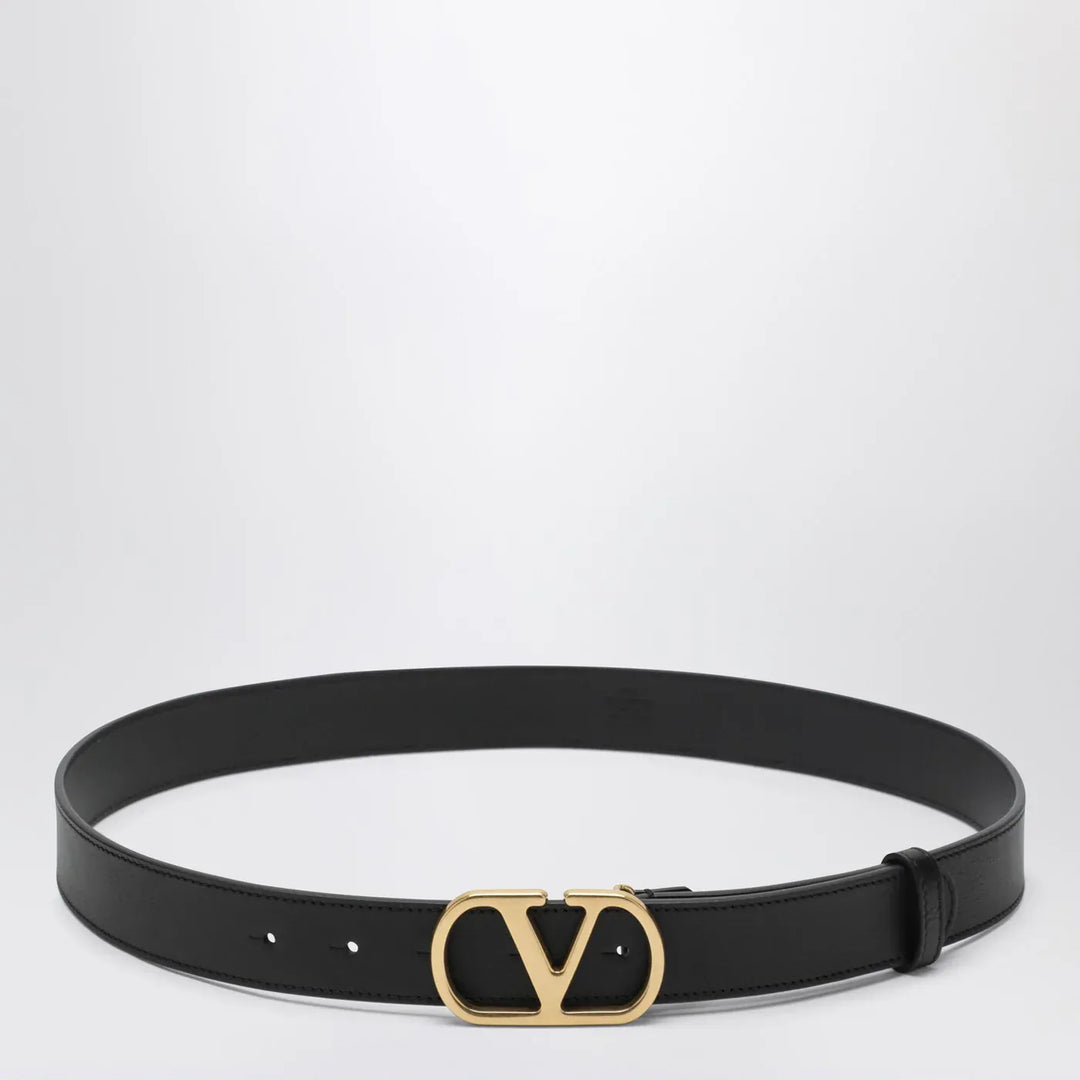 Valentino Garavani - Black 3 cm Vlogo Signature leather belt Brand Belts 80 EU