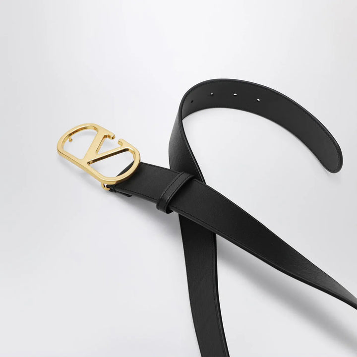 Valentino Garavani - VLogo black/gold leather belt Brand Belts