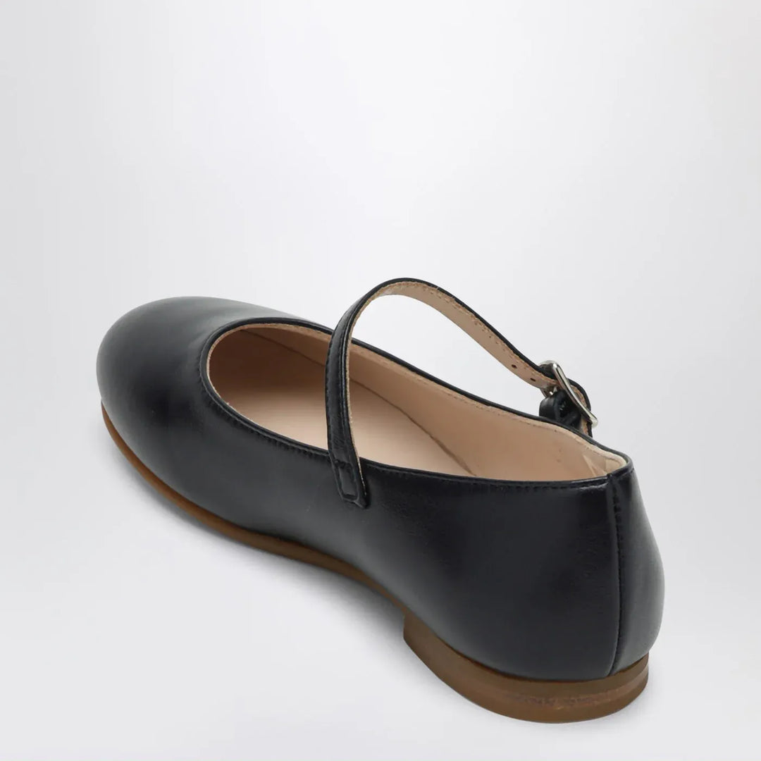 Blue ballet flats in leather with strap Brand 27
