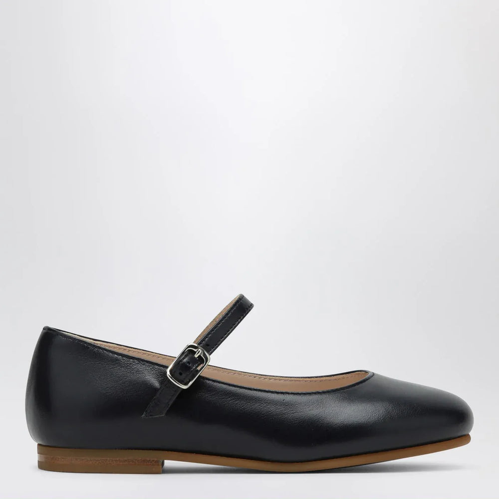 Blue ballet flats in leather with strap Brand 27