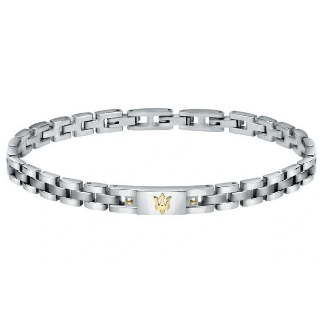 Maserati Bracelets Maserati Jewels Silver Bracelet With Gold Trident Brand