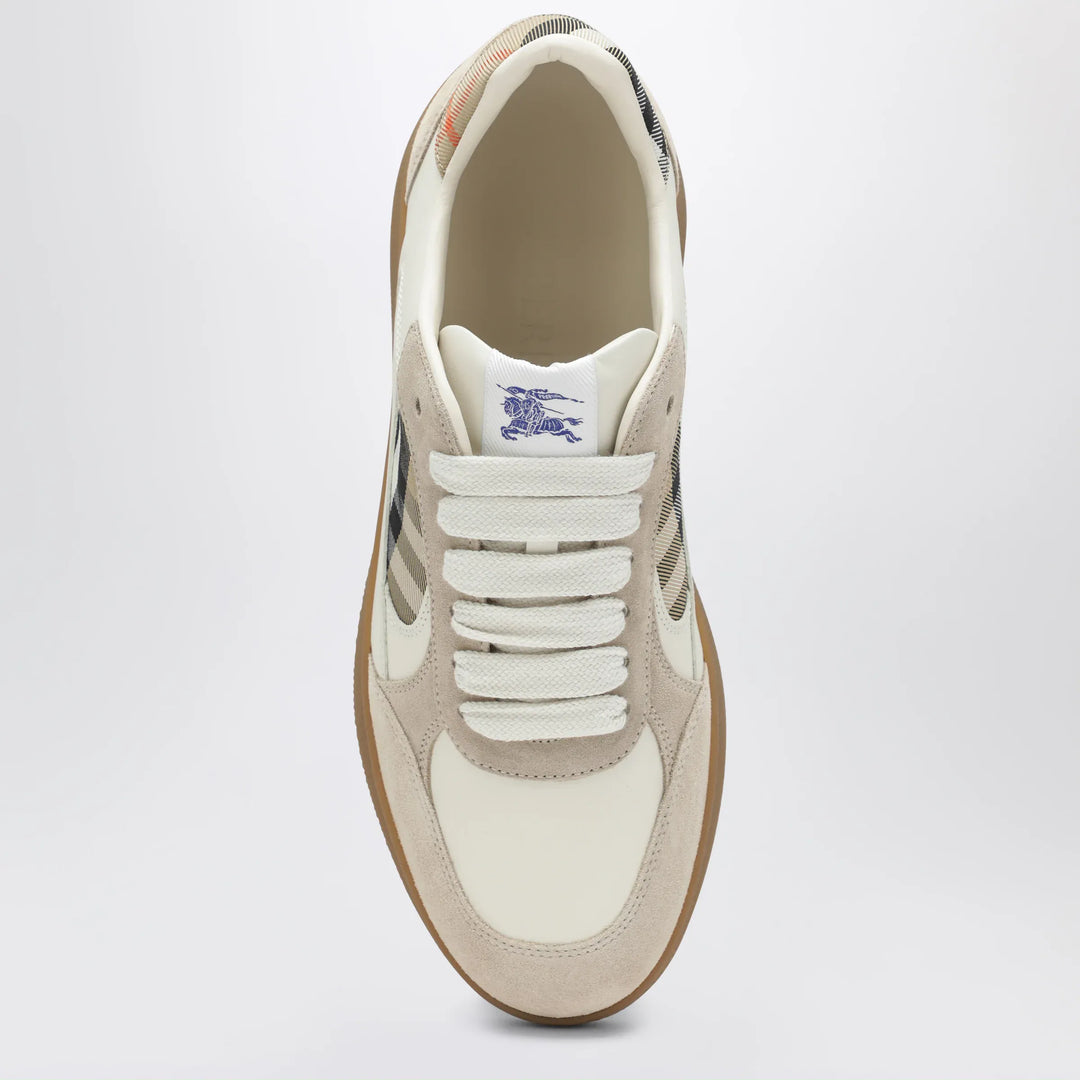 Burberry - Terrace leather and suede sneakers with beige check Brand
