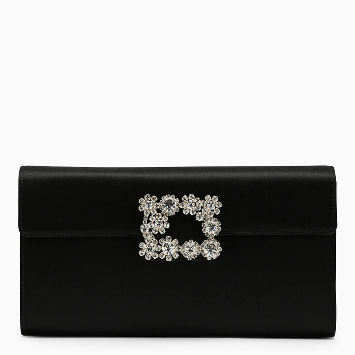 ROGER VIVIER - Black satin clutch bag with buckle Brand Clutch Bag U