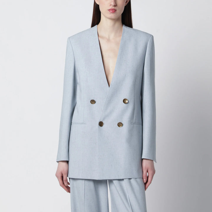Alberta Ferretti - Light blue double-breasted tweed jacket Brand Coats &amp; Jackets 40  IT