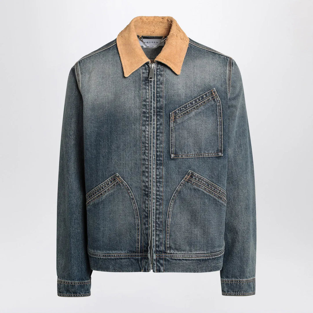 Alexander McQueen - Denim jacket with suede collar Brand Coats &amp; Jackets 48 IT