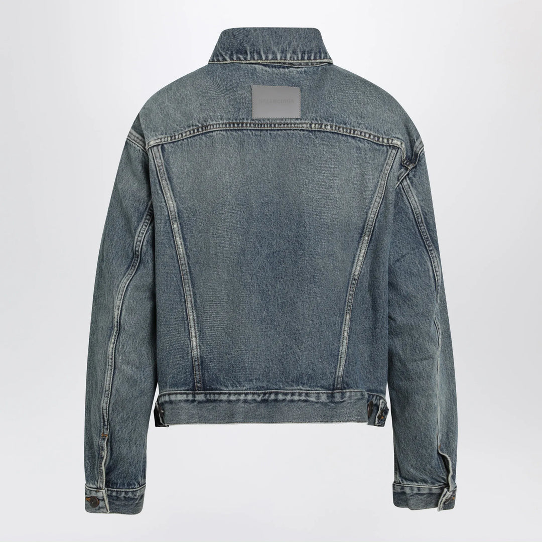 Balenciaga - Kick cotton denim jacket in dirty vintage blue Brand Coats &amp; Jackets