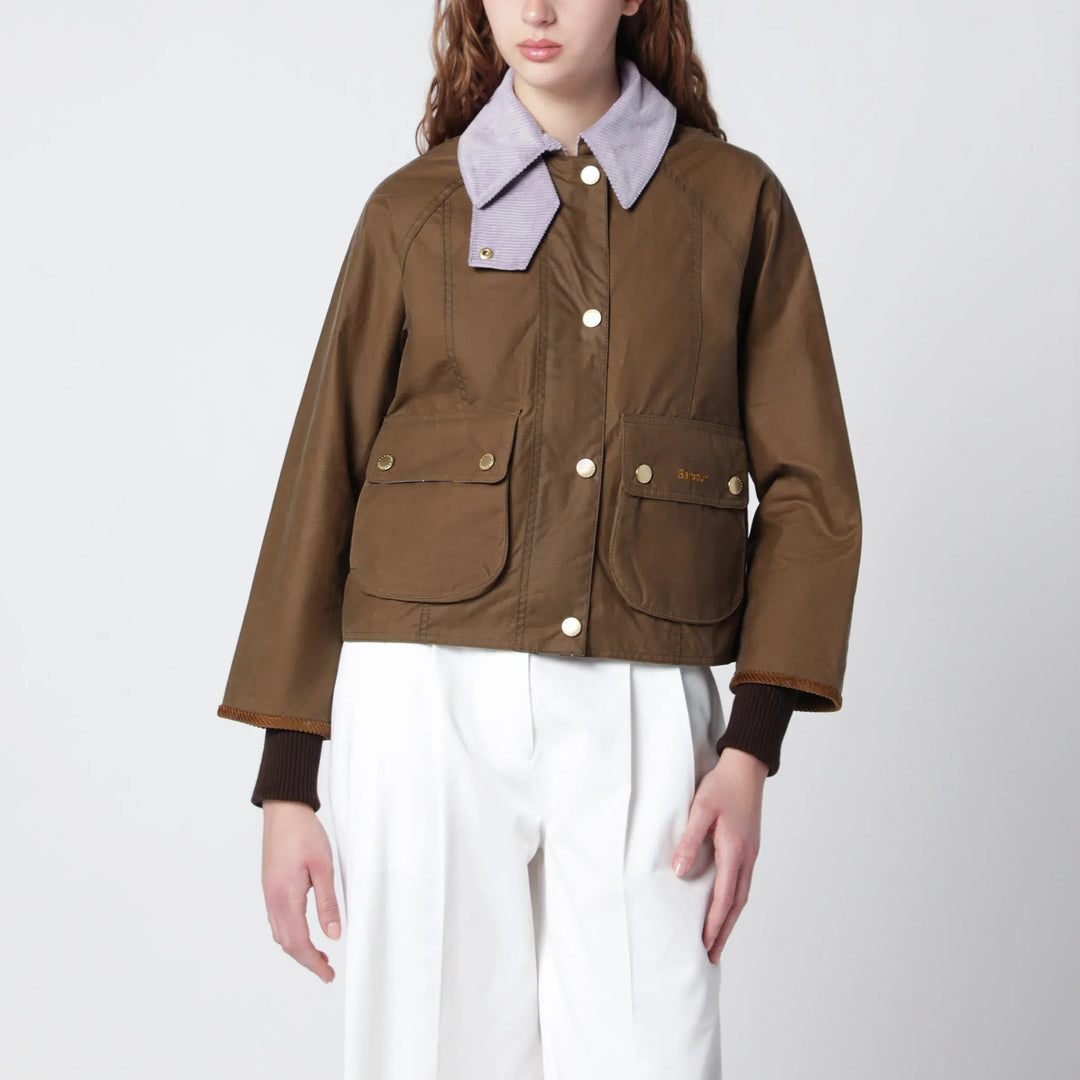 Barbour - Beadnell waxed cropped jacket in sand Brand Coats &amp; Jackets 10 UK