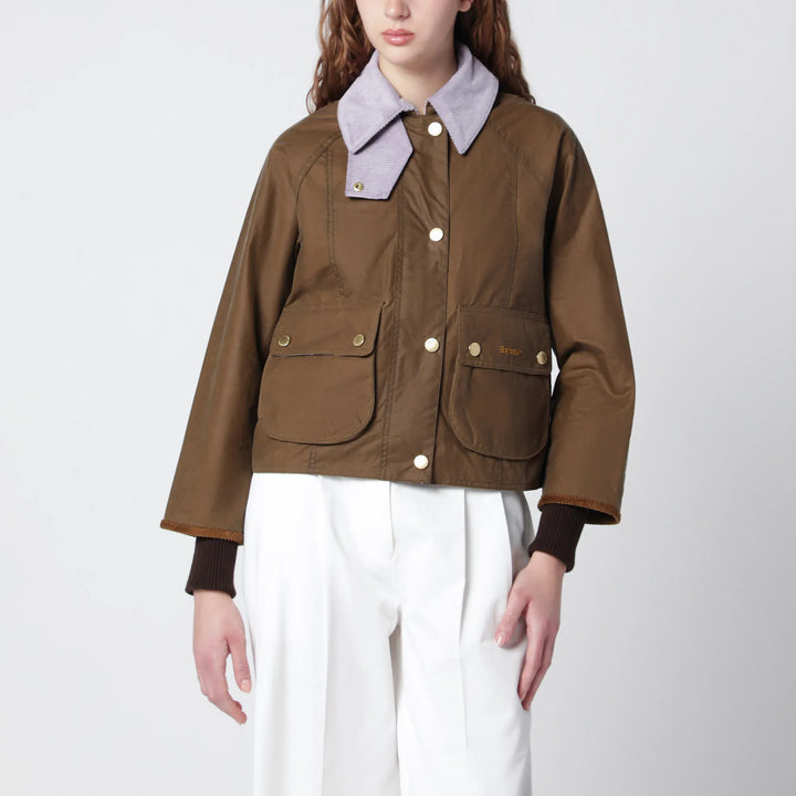 Barbour - Beadnell waxed cropped jacket in sand Brand Coats &amp; Jackets 10 UK