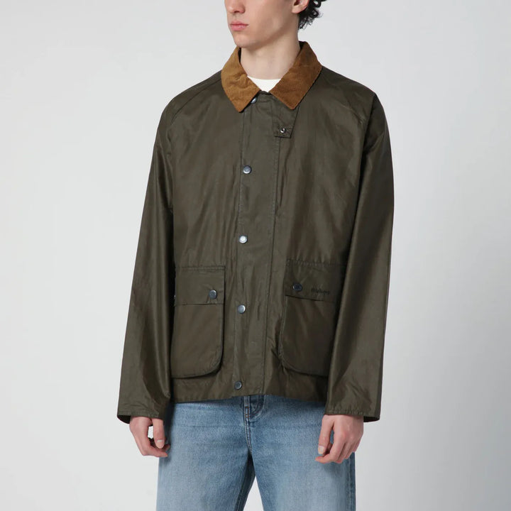 Barbour - Modern Bedale olive green waxed jacket Brand Coats &amp; Jackets M